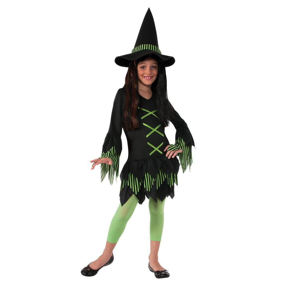 Rubie’s Wicked Witch Costume for Kids – Dress with Hat, Black & Green Colour
