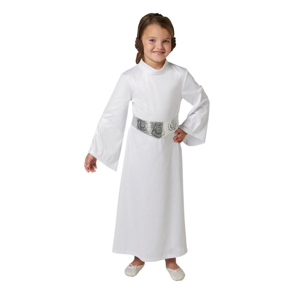 Princess Leia Costume Child Deluxe Star Wars Fancy Dress with Belt and Wig - White