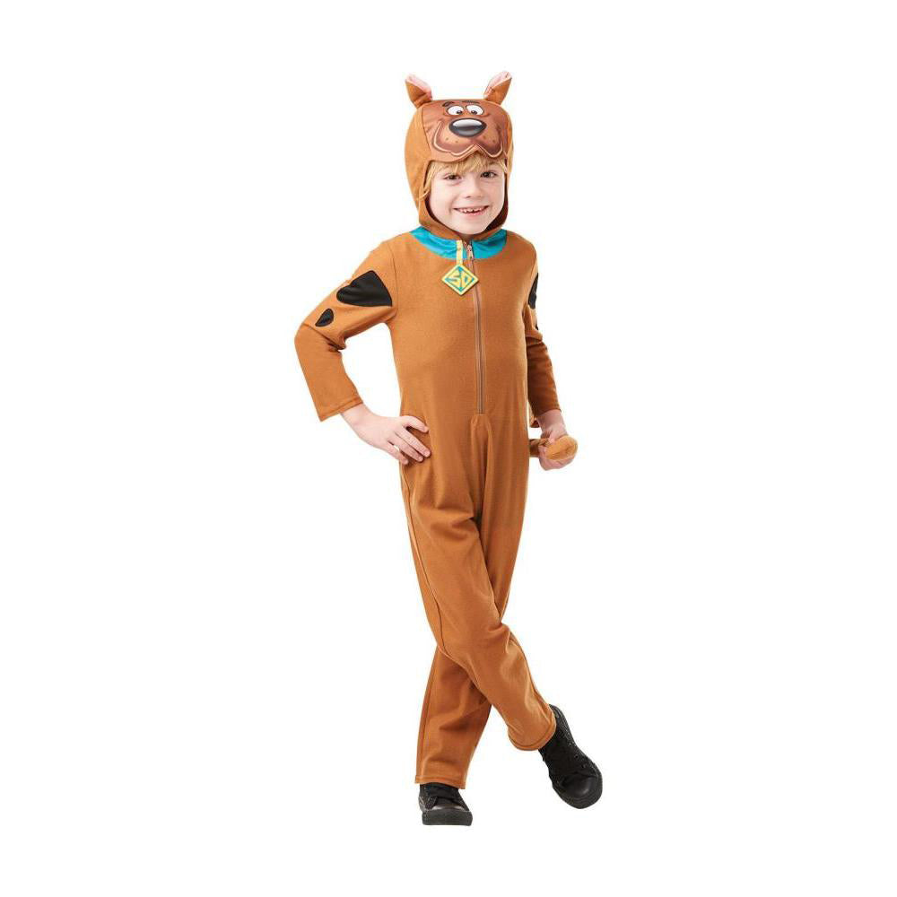 Scooby Doo Costume for Kids Hooded Jumpsuit Tail Collar Tag