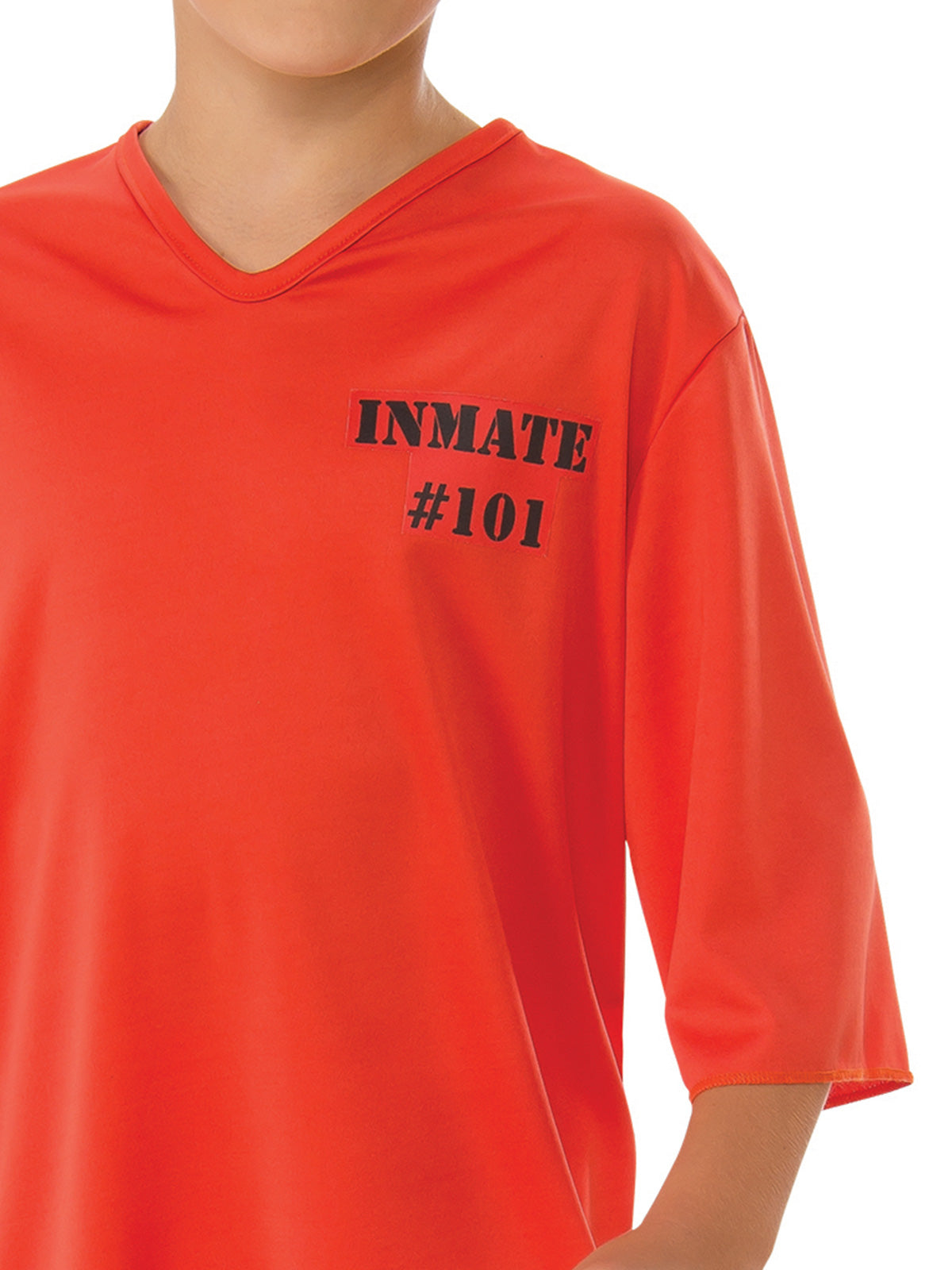 Inmate 101 Costume for Kids with Orange Top and Elastic Waist Pants