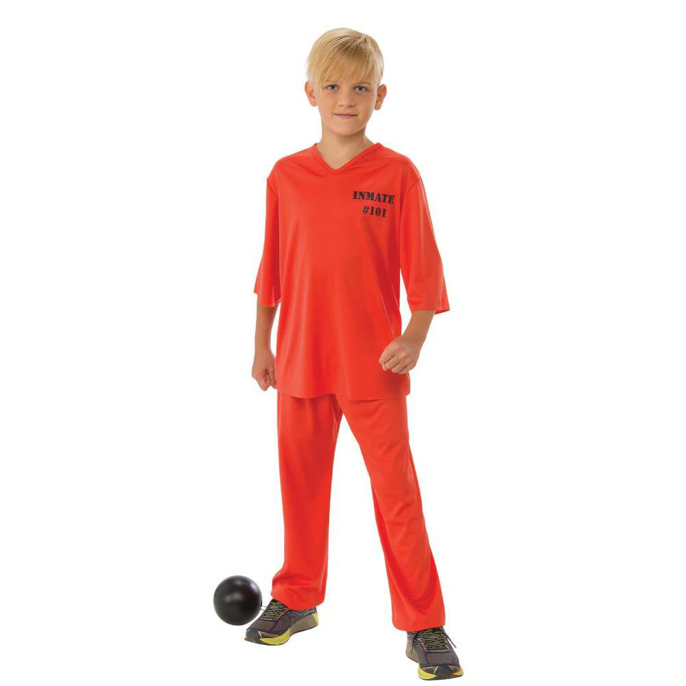Inmate 101 Costume for Kids with Orange Top and Elastic Waist Pants