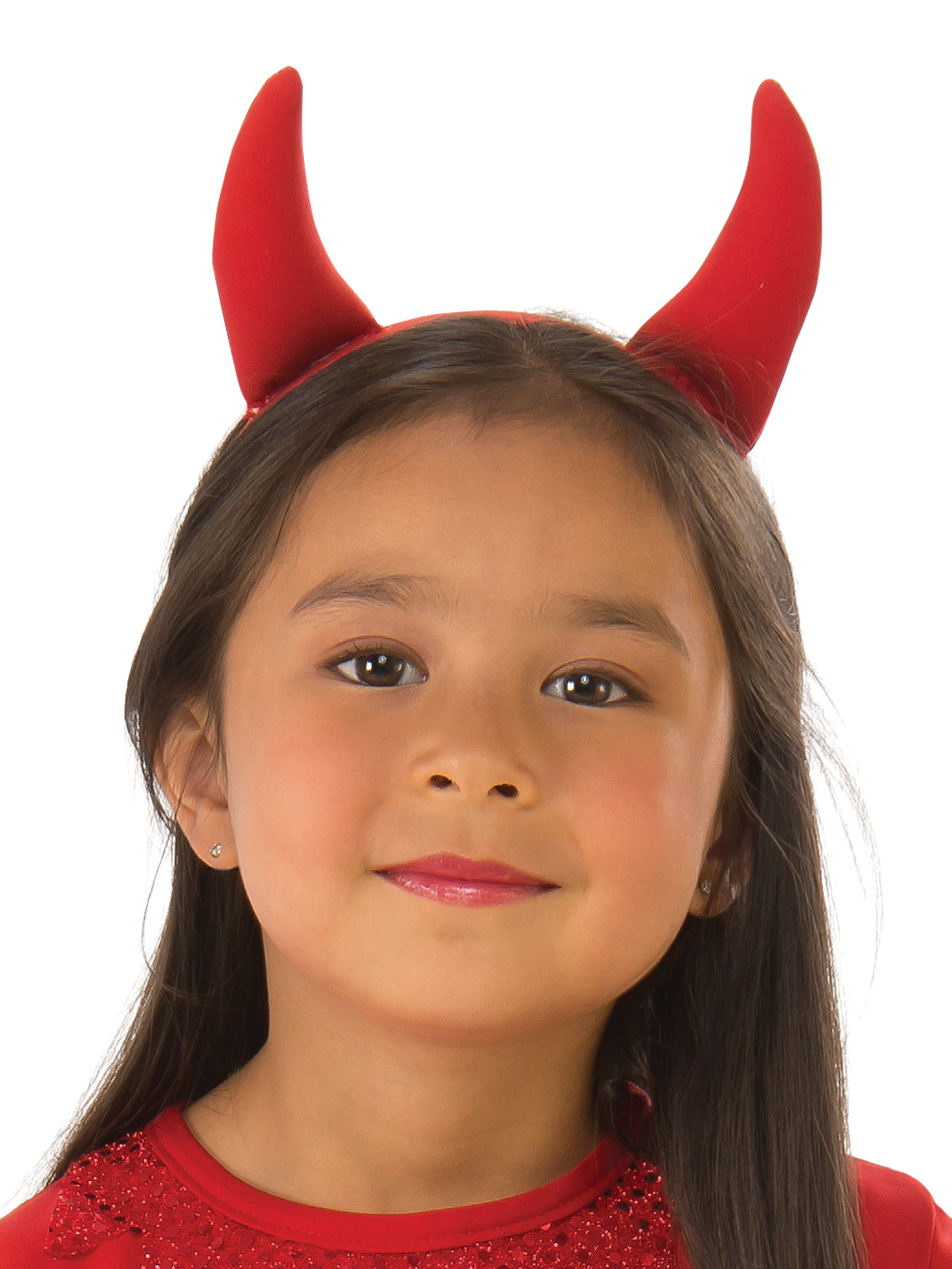 Rubie's Red Devil Girls Costume with Jaggered Sleeve Dress and Horned Headband - Red Colour