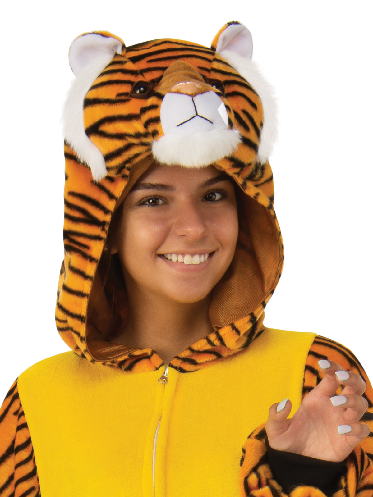 Tiger Onesie Costume for Adults Furry Hooded Jumpsuit with Tail and Ears