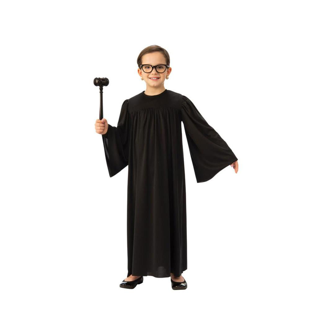Kids Judge Costume Long Black Robe for Court Career Dress Up