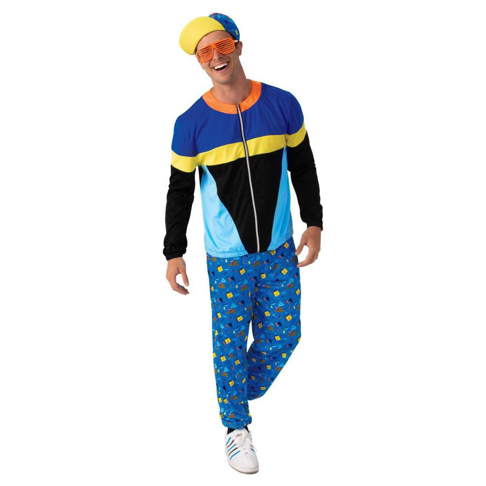 Nineties Guy Costume Adult Retro Tracksuit with Cap and Jacket for 90s Theme