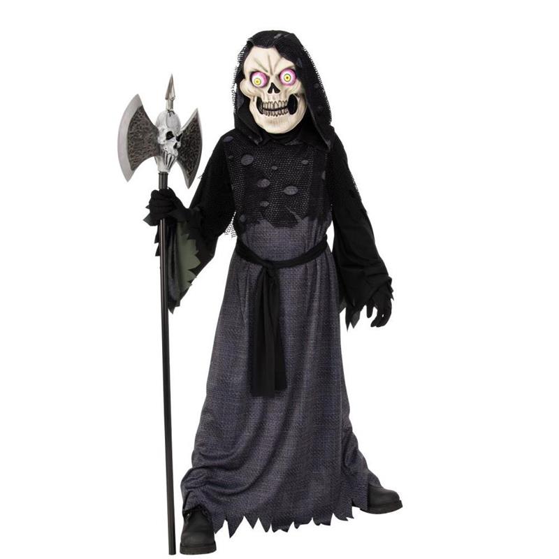 Google-Eyed Skeleton Kids Halloween Costume with Hooded Robe and Pop-Out Eye Mask