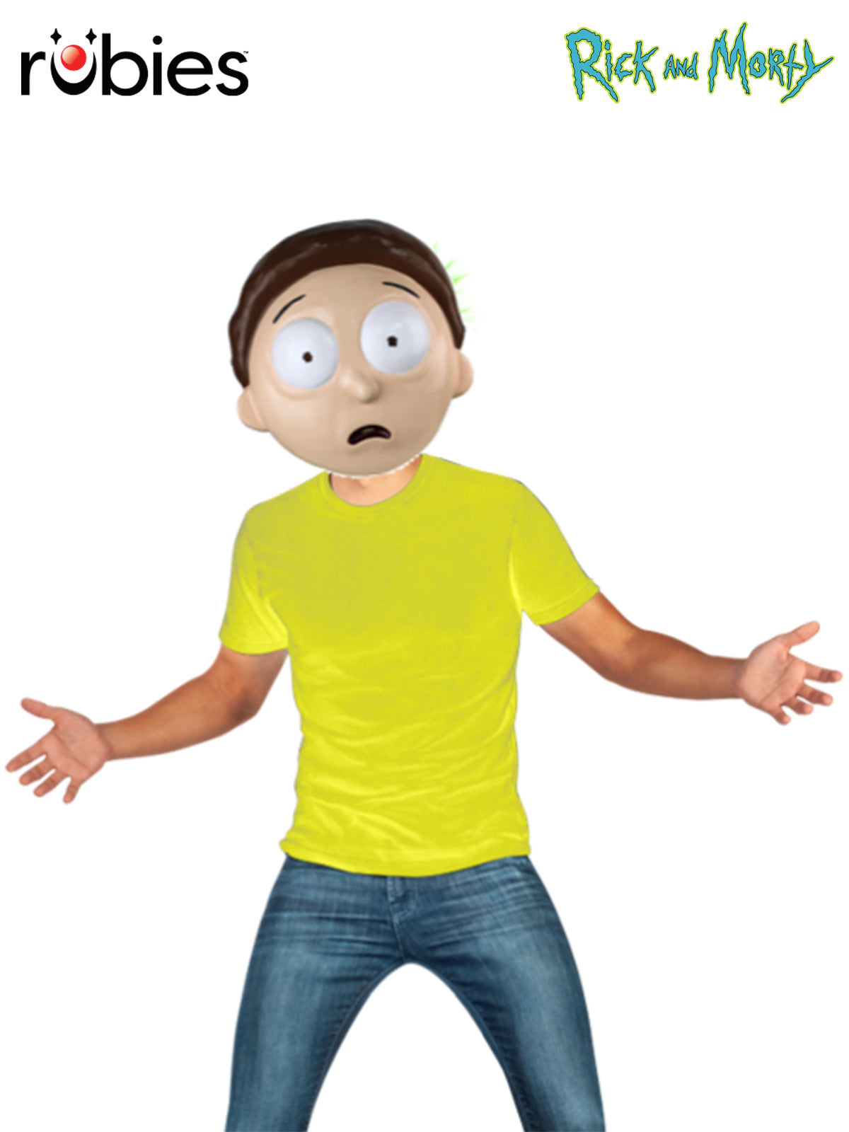 Morty Costume Adult Rick and Morty Yellow Shirt with Mask