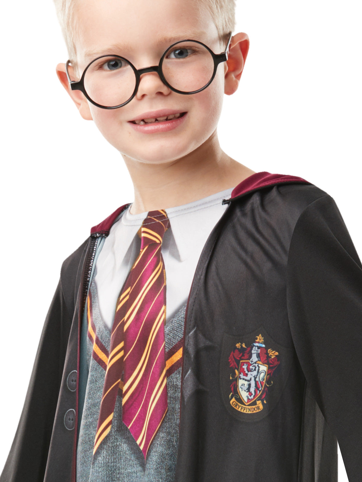 Kids Gryffindor Photoreal Robe Costume with Printed Sweater and Tie