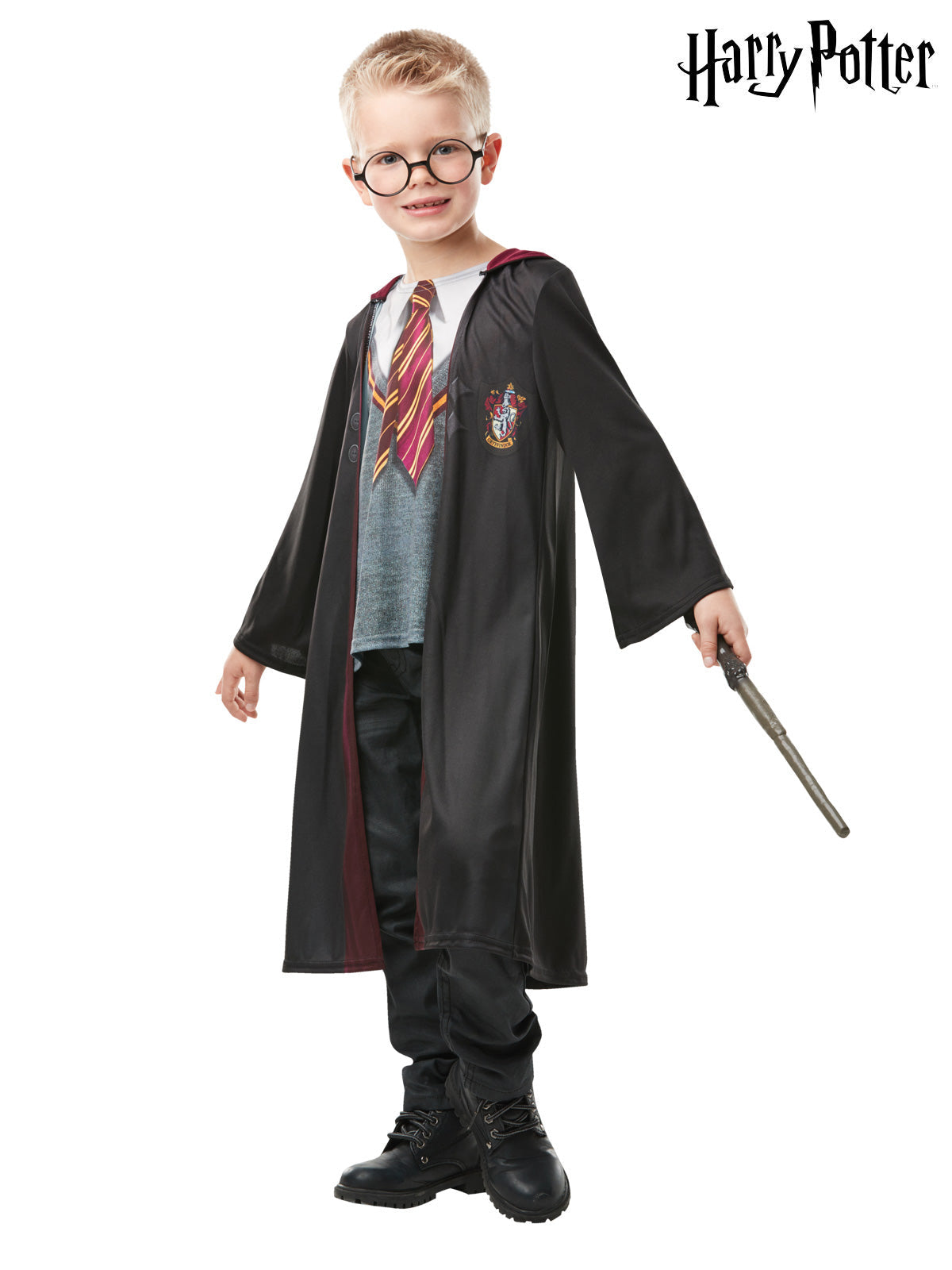 Kids Gryffindor Photoreal Robe Costume with Printed Sweater and Tie