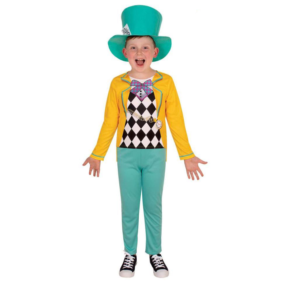 Mad Hatter Costume Child Alice in Wonderland Outfit with Hat Top and Pants