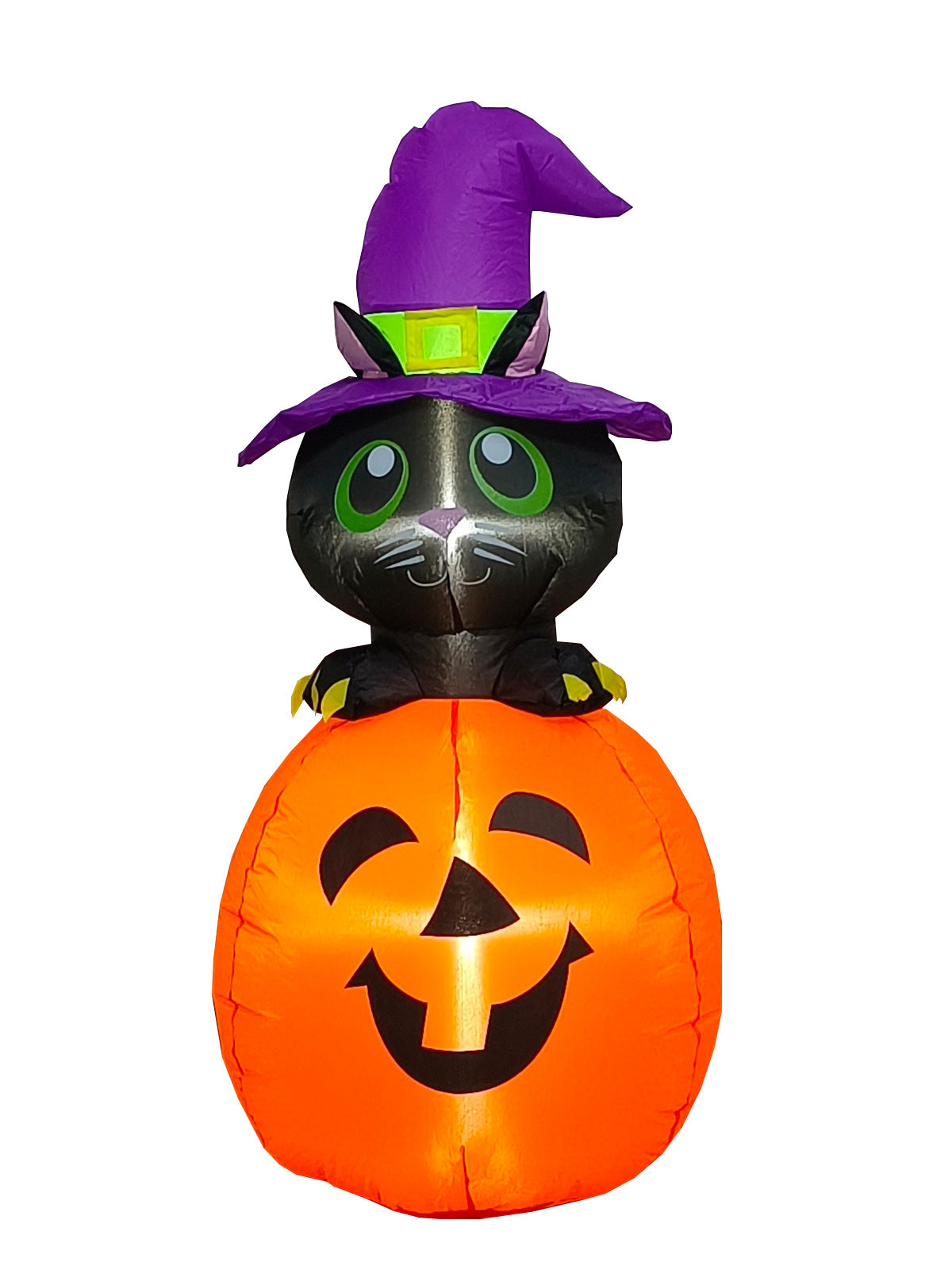 Black Cat On Pumpkin Inflatable 4Ft Tall