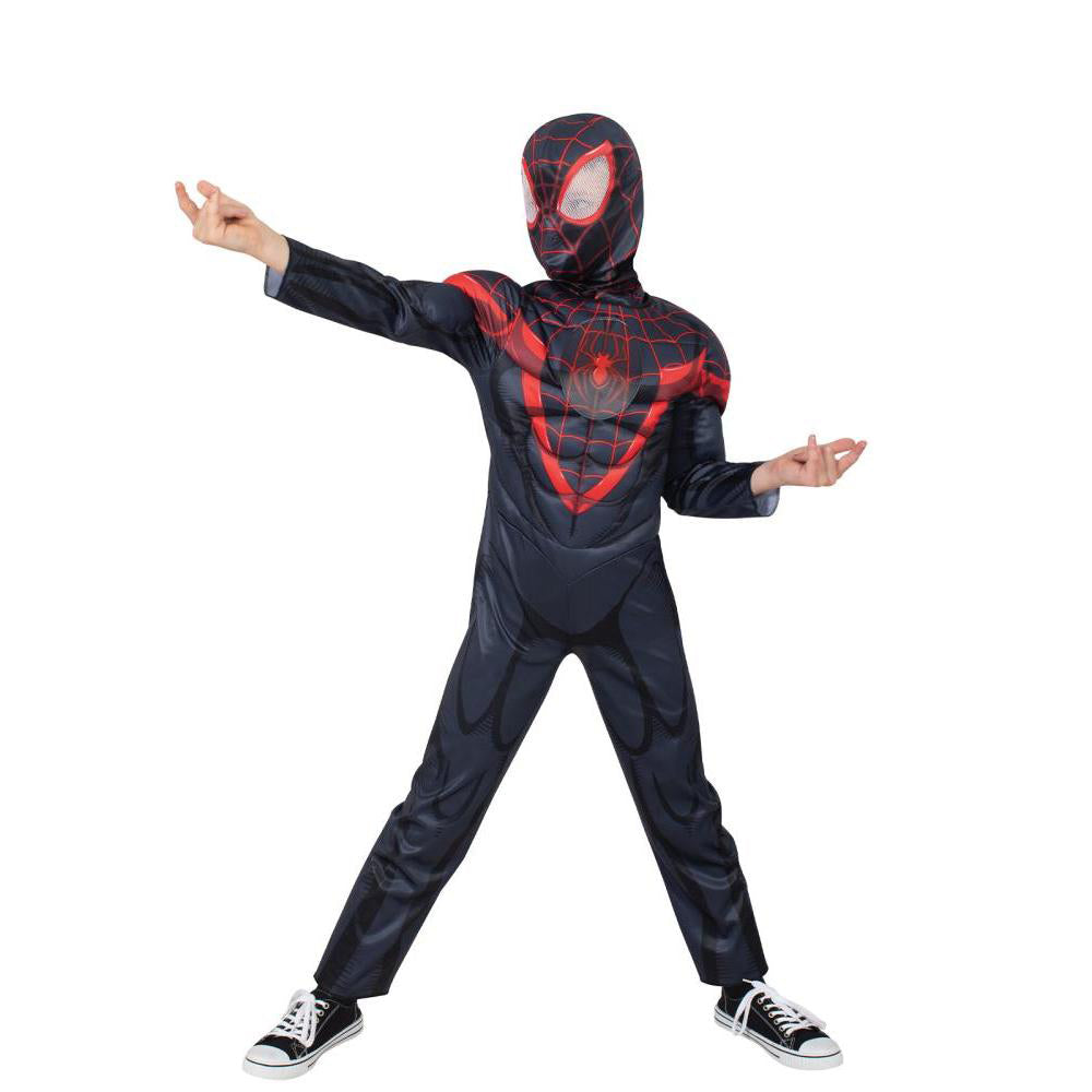 Miles Morales Deluxe Costume Child Spider-Man Suit with Muscles and Mask