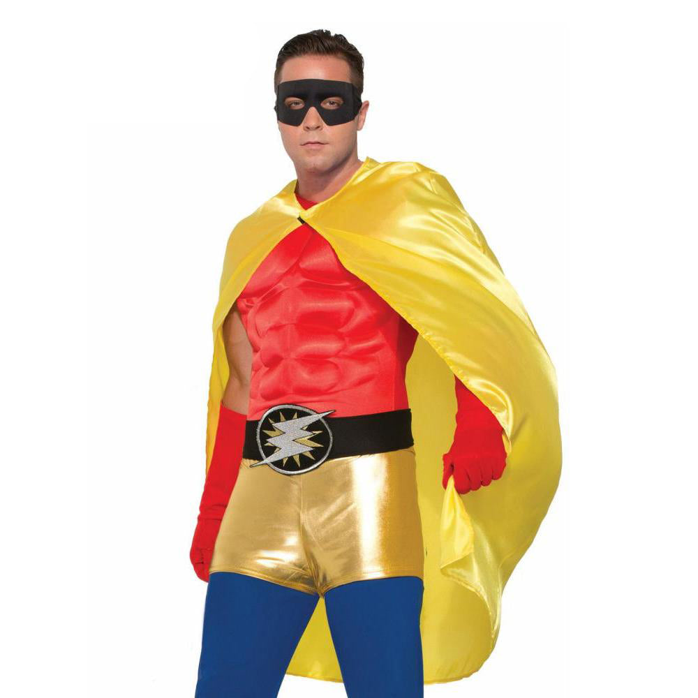 Superhero Costume Cape for Adults in Yellow Satin