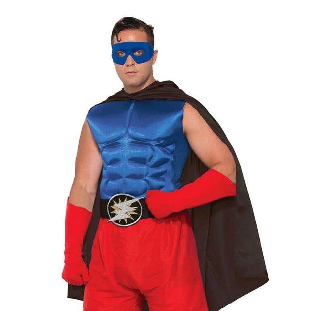 Adult Blue Muscle Chest Top for Superhero Costumes with Flexed Torso Design