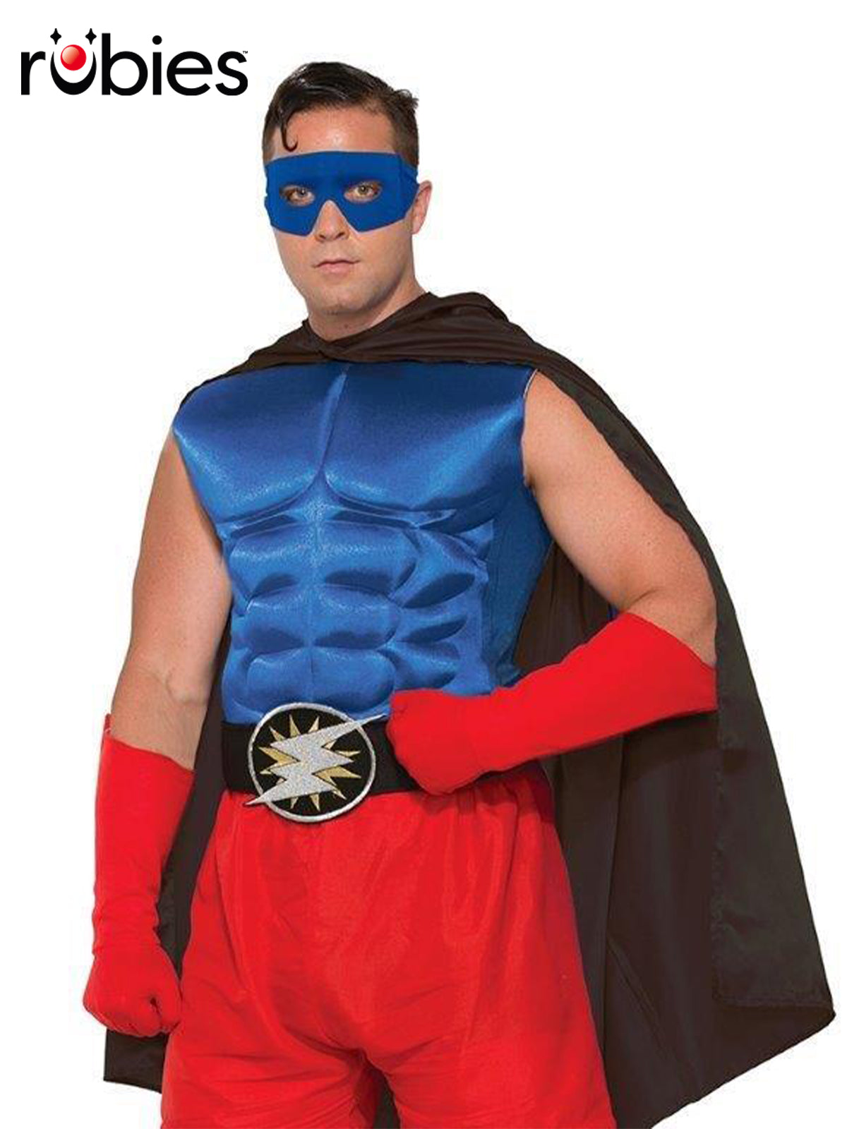 Adult Blue Muscle Chest Top for Superhero Costumes with Flexed Torso Design