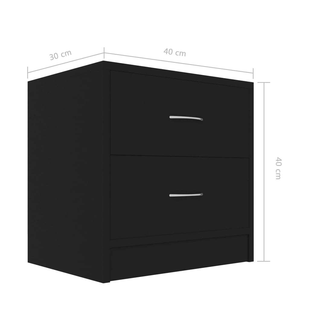 Bedside Cabinets 2 pcs Nightstand Set Drawer Storage Engineered Wood Black