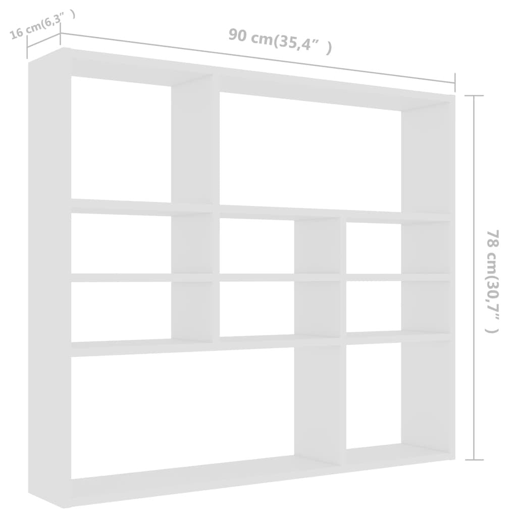 Wall Shelf 10 Compartment Display Storage Unit Engineered Wood White