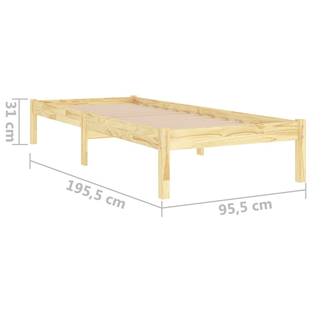 Bed Frame without Mattress 90x190cm Single Solid Pinewood Bedstead Frame