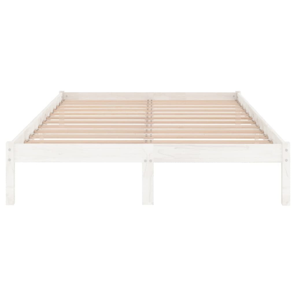 Bed Frame without Mattress 135x190cm Double Solid Pinewood Bedstead White