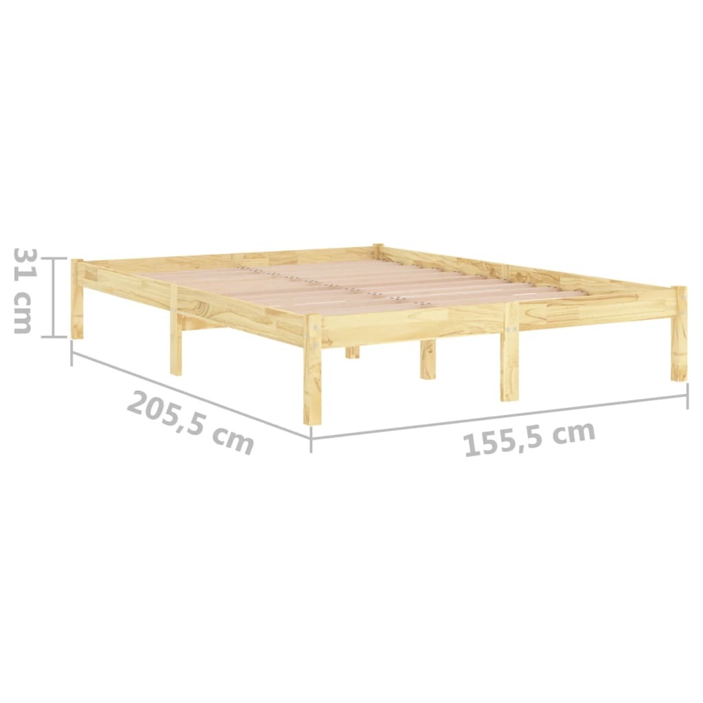 Bed Frame without Mattress 150x200cm King Size Solid Pinewood Bedstead Frame