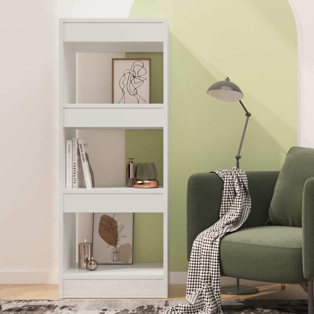 Book Cabinet Room Divider Storage Bookshelf Tall High Gloss Engineered White