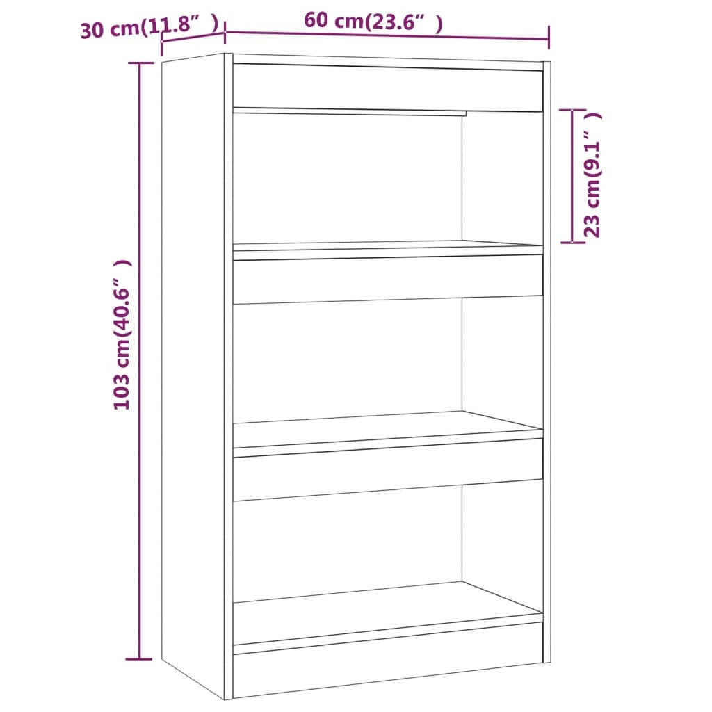 Book Cabinet Room Divider Storage Bookshelf High Gloss Engineered White