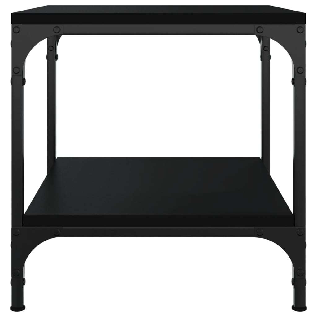 Side Tables 2 pcs Industrial Coffee End Table Steel Frame Engineered Wood Black