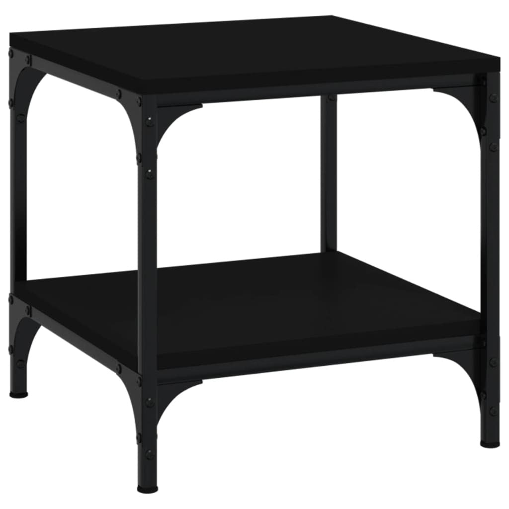 Side Tables 2 pcs Industrial Coffee End Table Steel Frame Engineered Wood Black