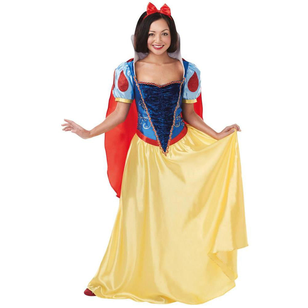 Snow White Costume for Adults Princess Dress with Cape and Headband Fairytale