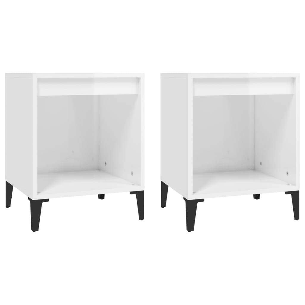 Bedside Cabinets 2 pcs Nightstand Storage Table Engineered Wood White