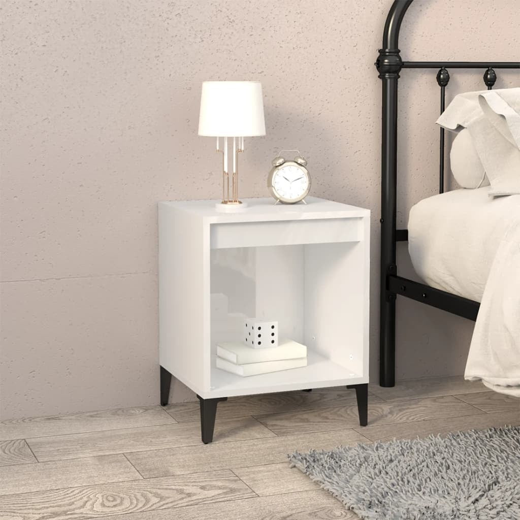 Bedside Cabinets 2 pcs Nightstand Storage Table Engineered Wood White