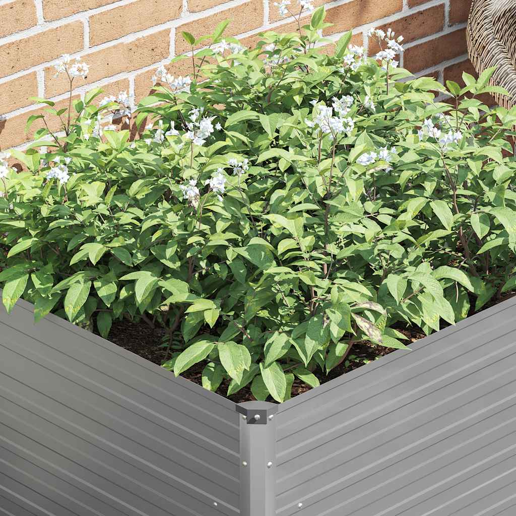 Raised Garden Bed 100x100x77 cm Galvanised Steel Grey