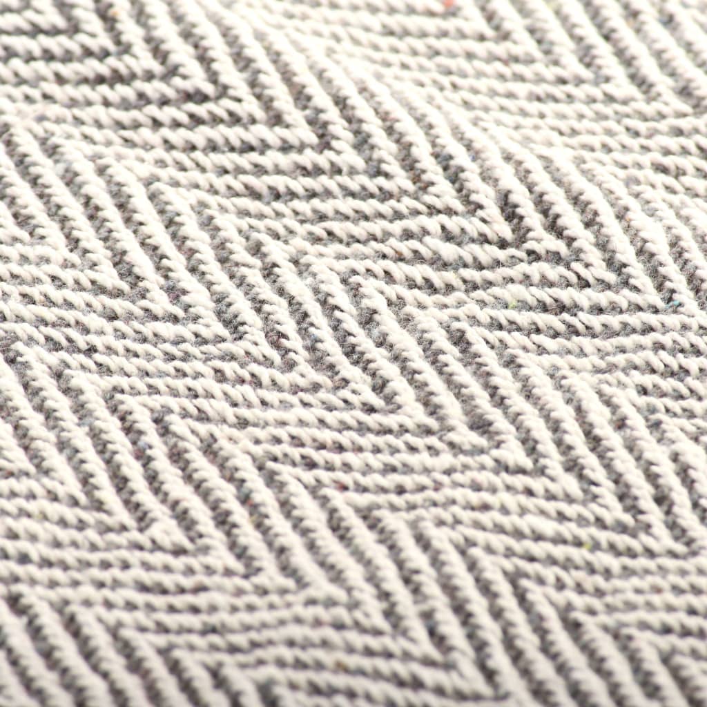 Throw Cotton Herringbone 160x210 cm Grey