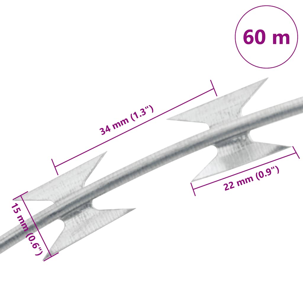 BTO-22 Clipped Concertina Razor Wire Galvanised Steel 60 m