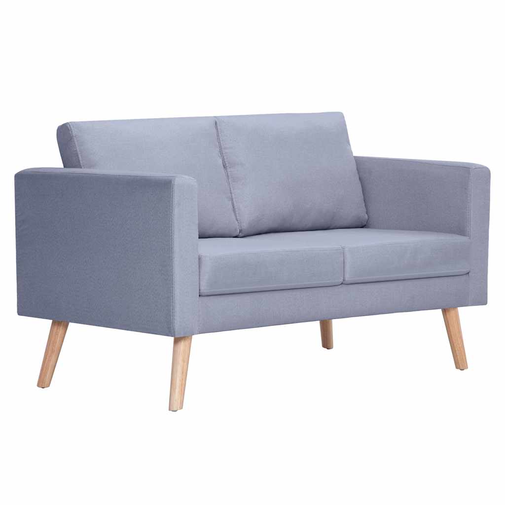 Sofa 2-Seater Fabric Light Grey