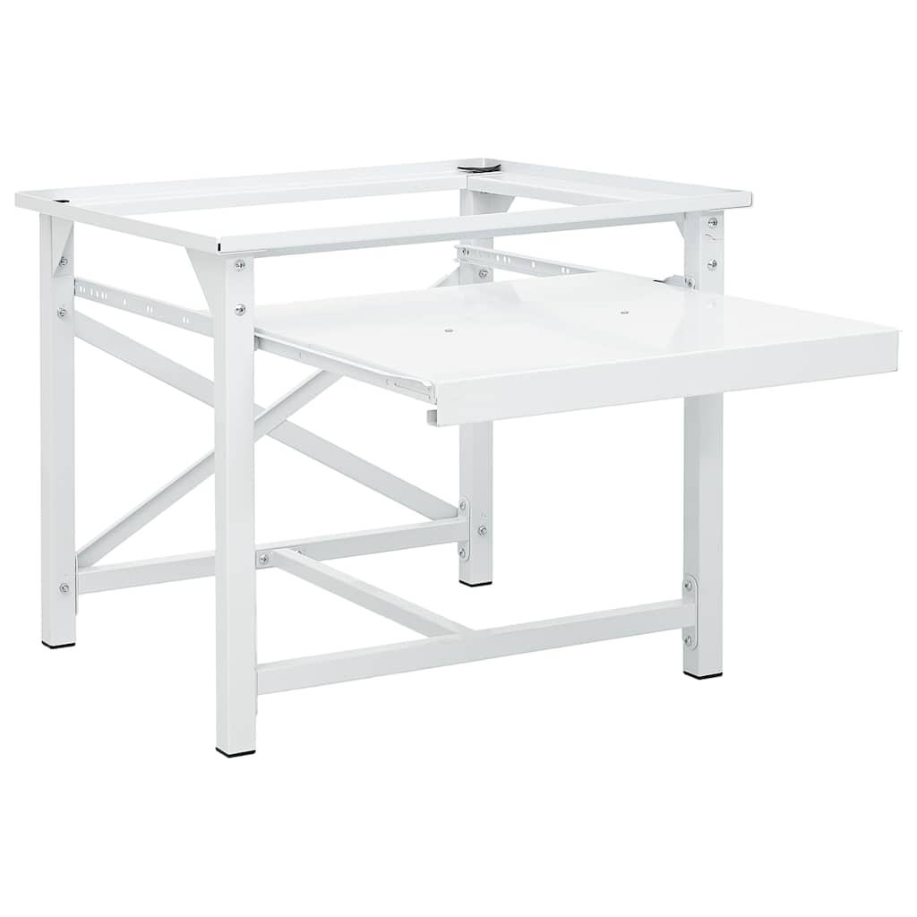 Washing Machine Pedestal with Pull-Out Shelf White