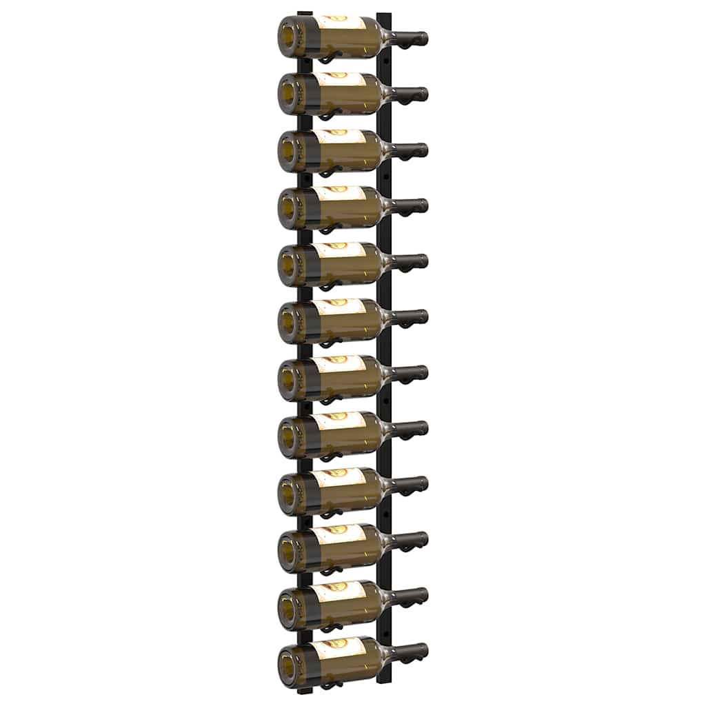 Wall Mounted Wine Rack for 12 Bottles Black Iron