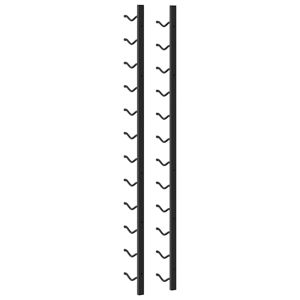 Wall Mounted Wine Rack for 12 Bottles Black Iron