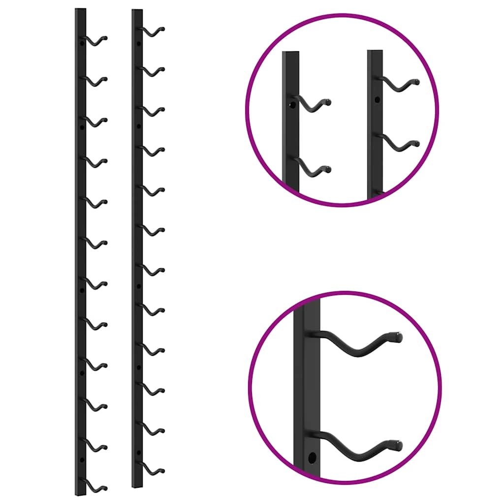 Wall Mounted Wine Rack for 12 Bottles Black Iron