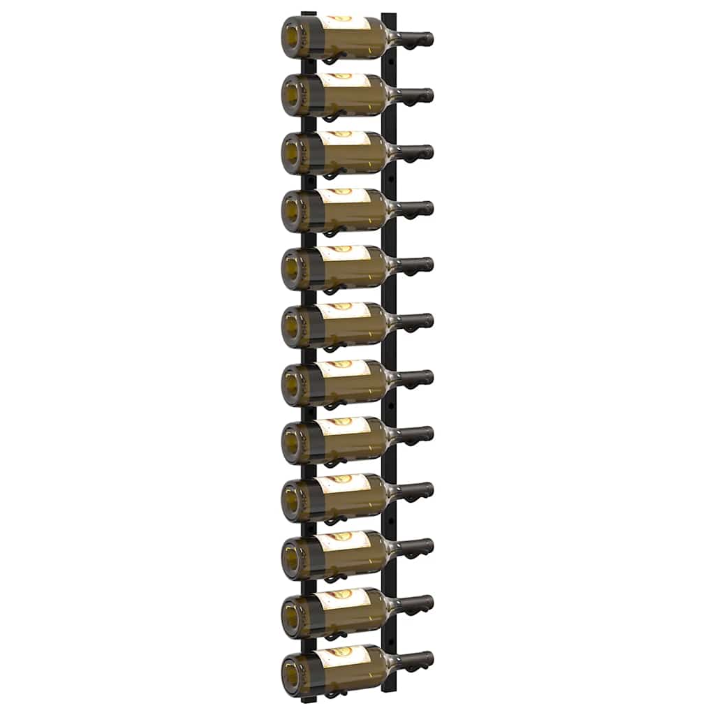 Wall Mounted Wine Racks for 12 Bottles 2 pcs Black Iron
