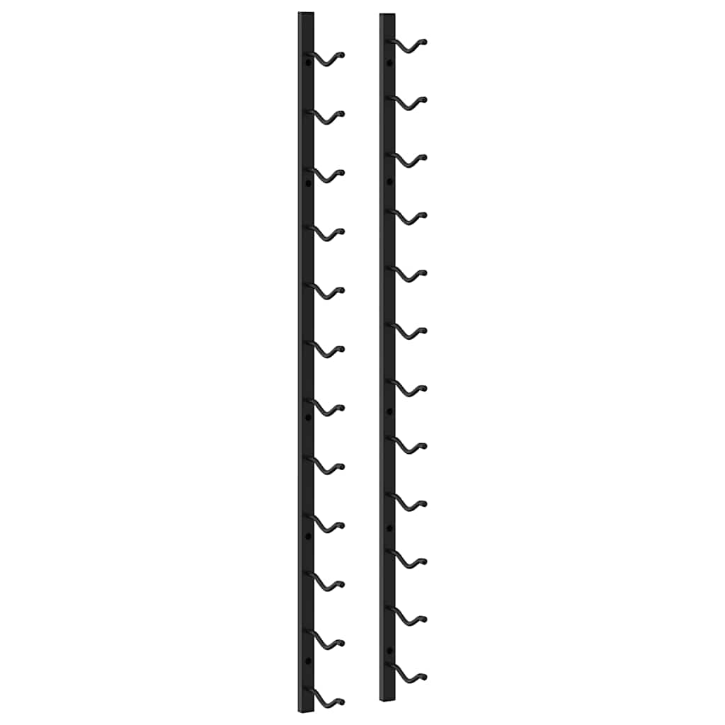 Wall Mounted Wine Racks for 12 Bottles 2 pcs Black Iron