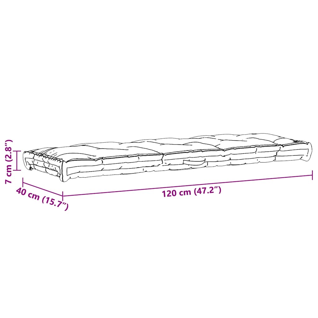 Pallet Floor Cushion Cotton 120x40x7 cm Black
