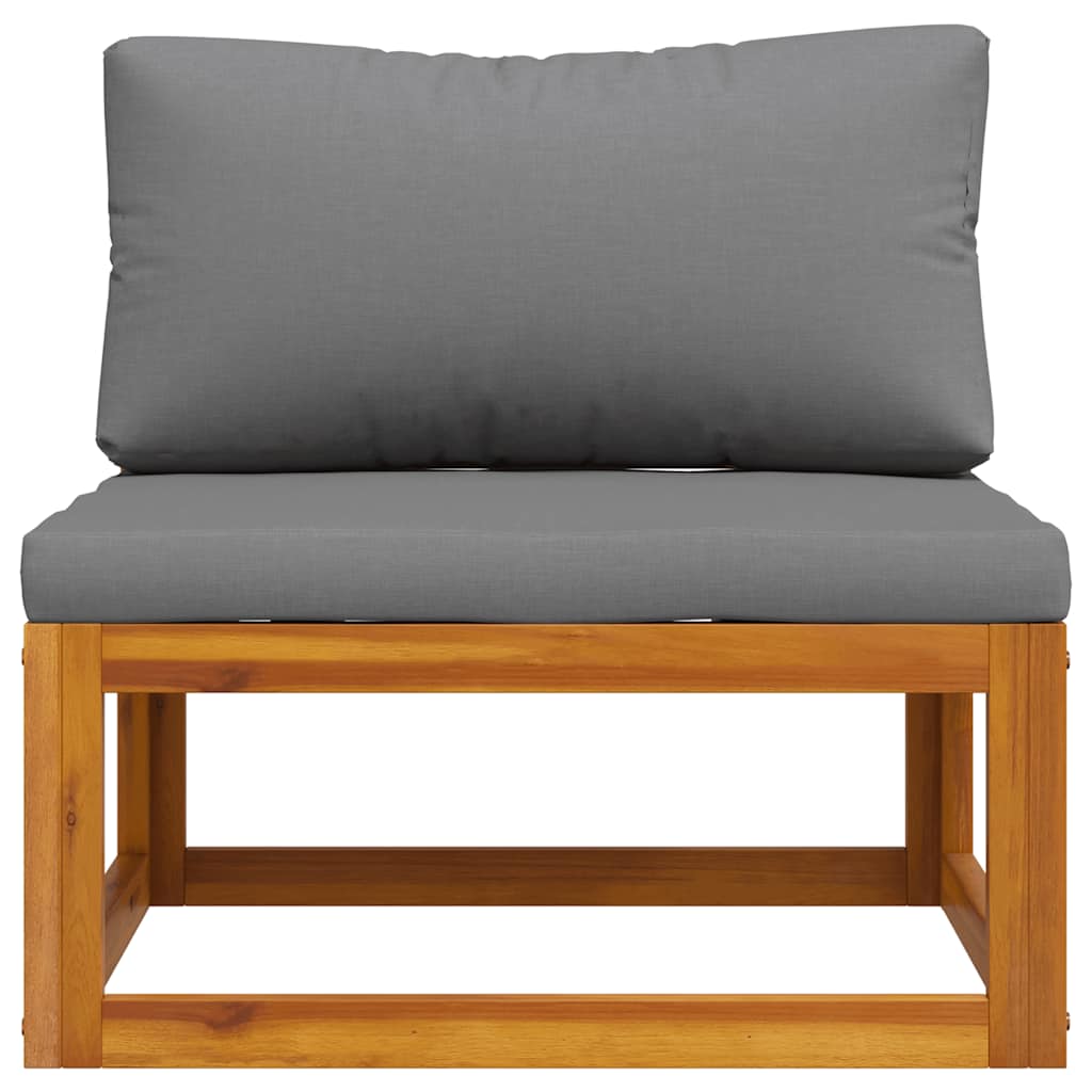 Sectional Middle Sofa & Dark Grey Cushion Solid Acacia Wood