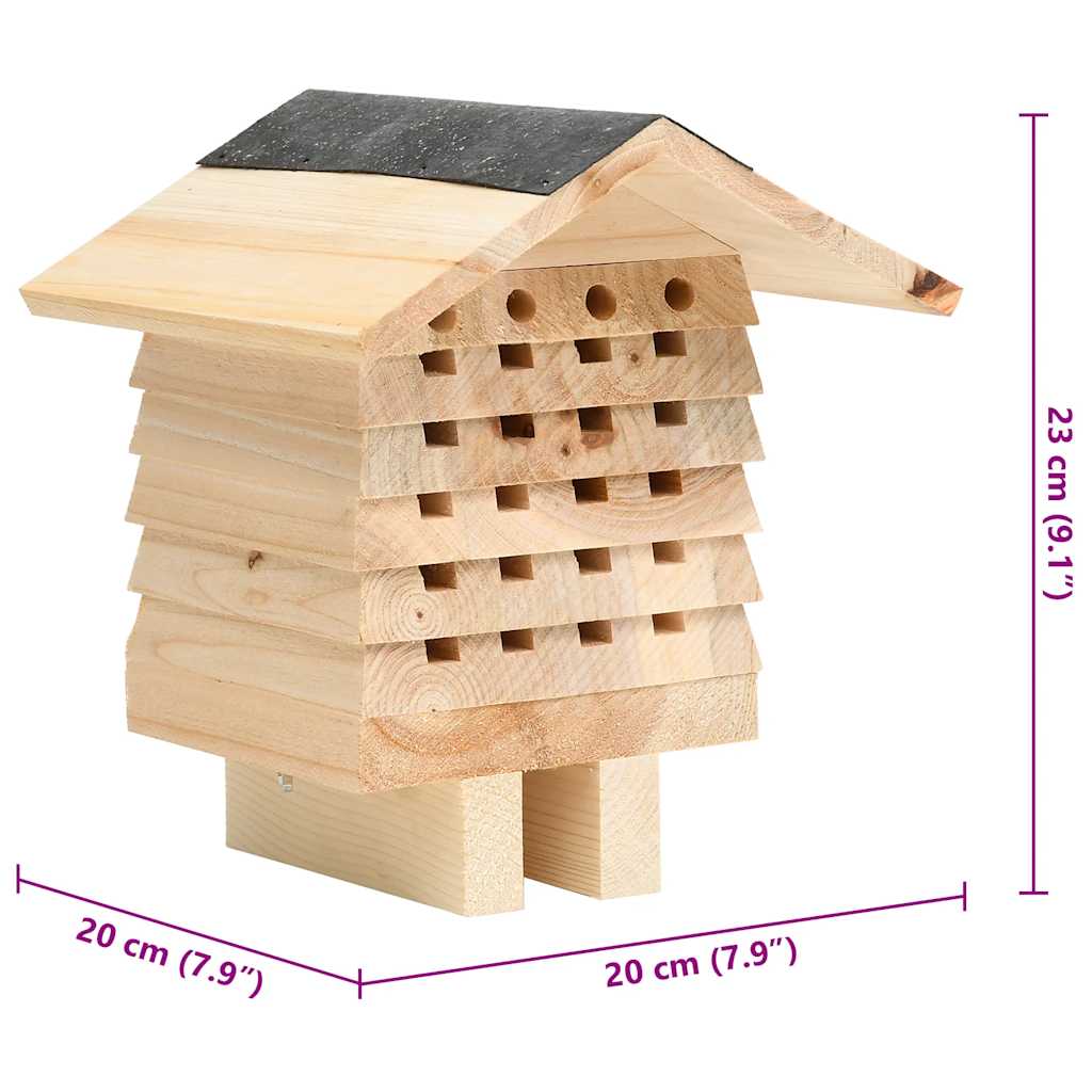 Bee Hotel Solid Firwood 22x20x20 cm