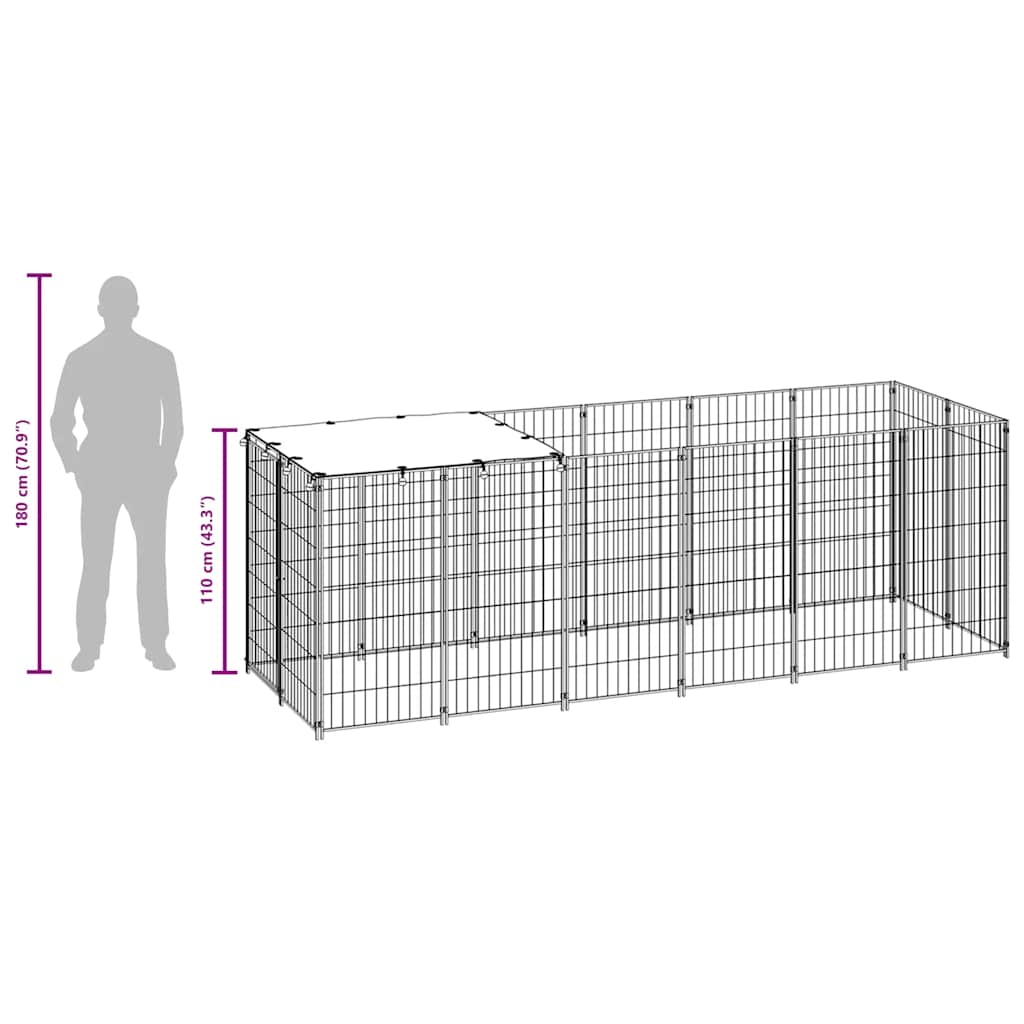 Dog Kennel Black 330x110x110 cm Steel