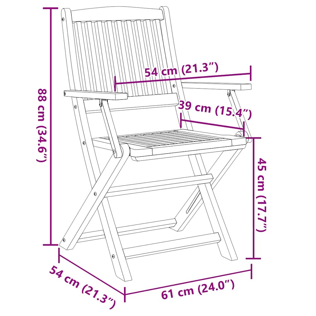 Folding Outdoor Chairs 8 pcs Solid Wood Acacia