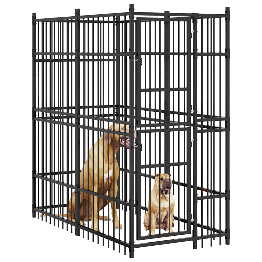 Outdoor Dog Kennel Steel 1.84 m²