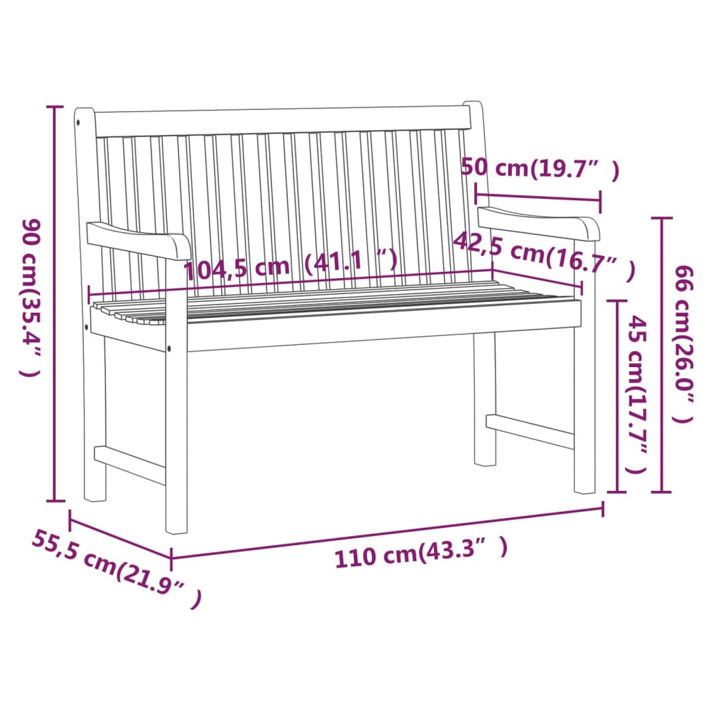 Garden Bench 110 cm Solid Acacia Wood