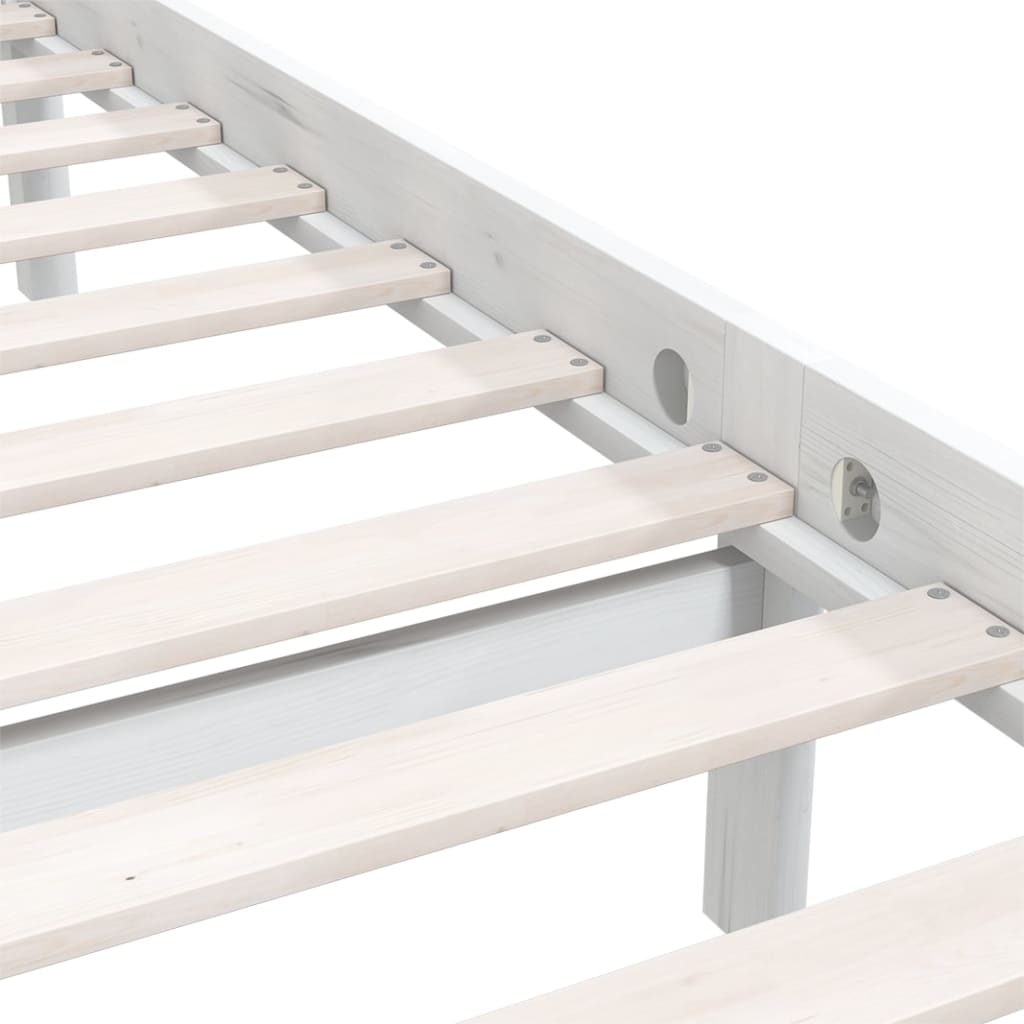 Bed Frame without Mattress White Solid Wood 135x190 cm