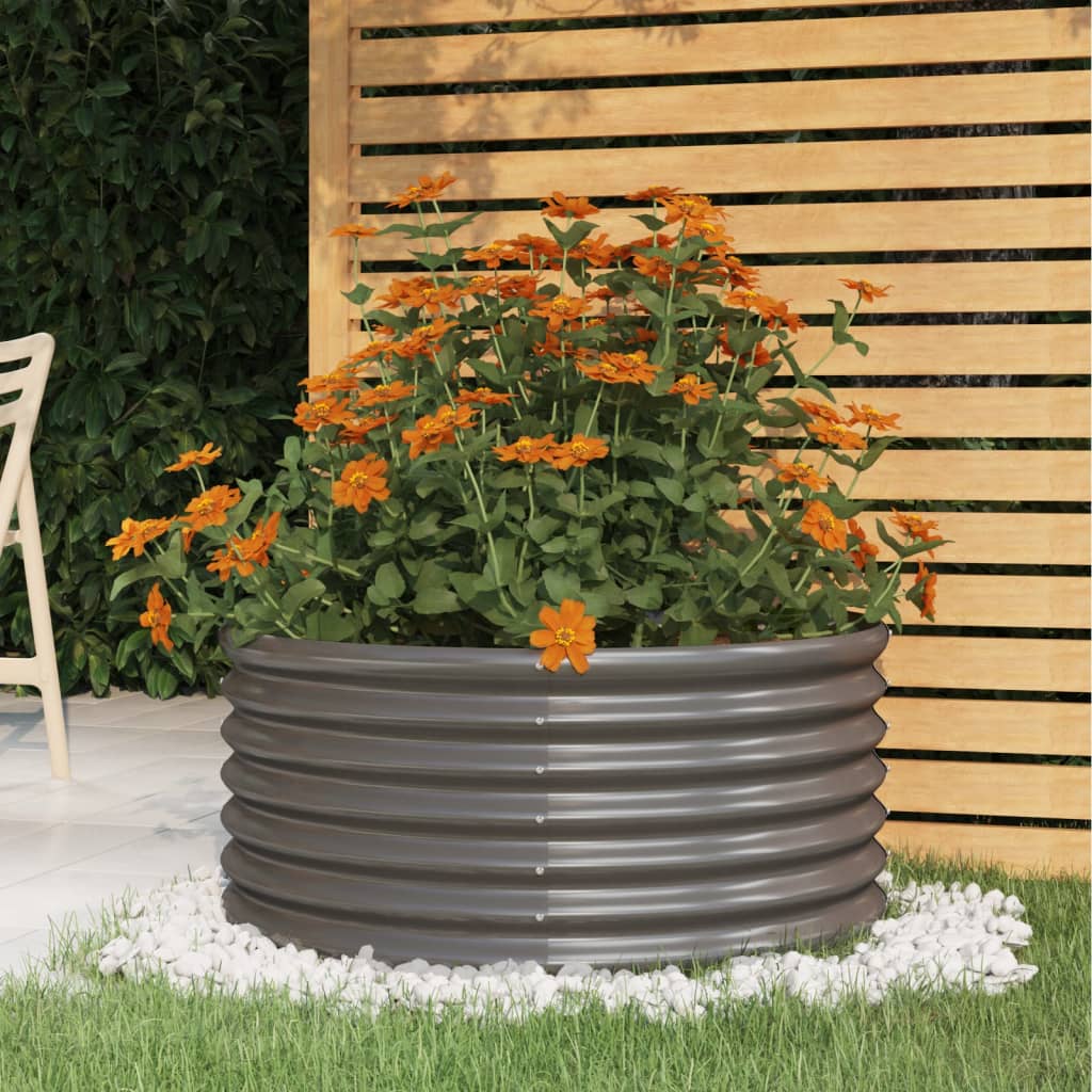 Garden Planter Galvanised Steel 80x80x36 cm Grey